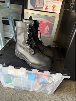 Size 12 Black Leather Steel Toe combat boots