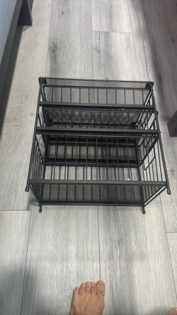 black metal mesh multi-tier desk paper tray/file organizer.