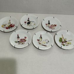Limoges Philippe Deshoulieres Porcelain Plate Set With Wall Hanging clips