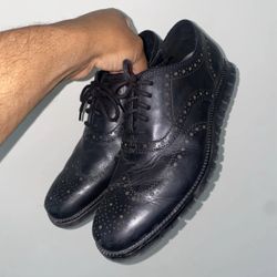 Cole Haan ZeroGrand Shoes Men's 11M Black Leather Wingtip Brogue Oxford Sneakers
