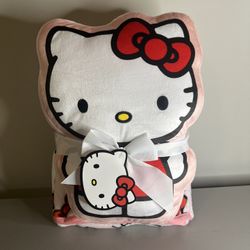 Hello Kitty Shaped Pillow & Throw Set