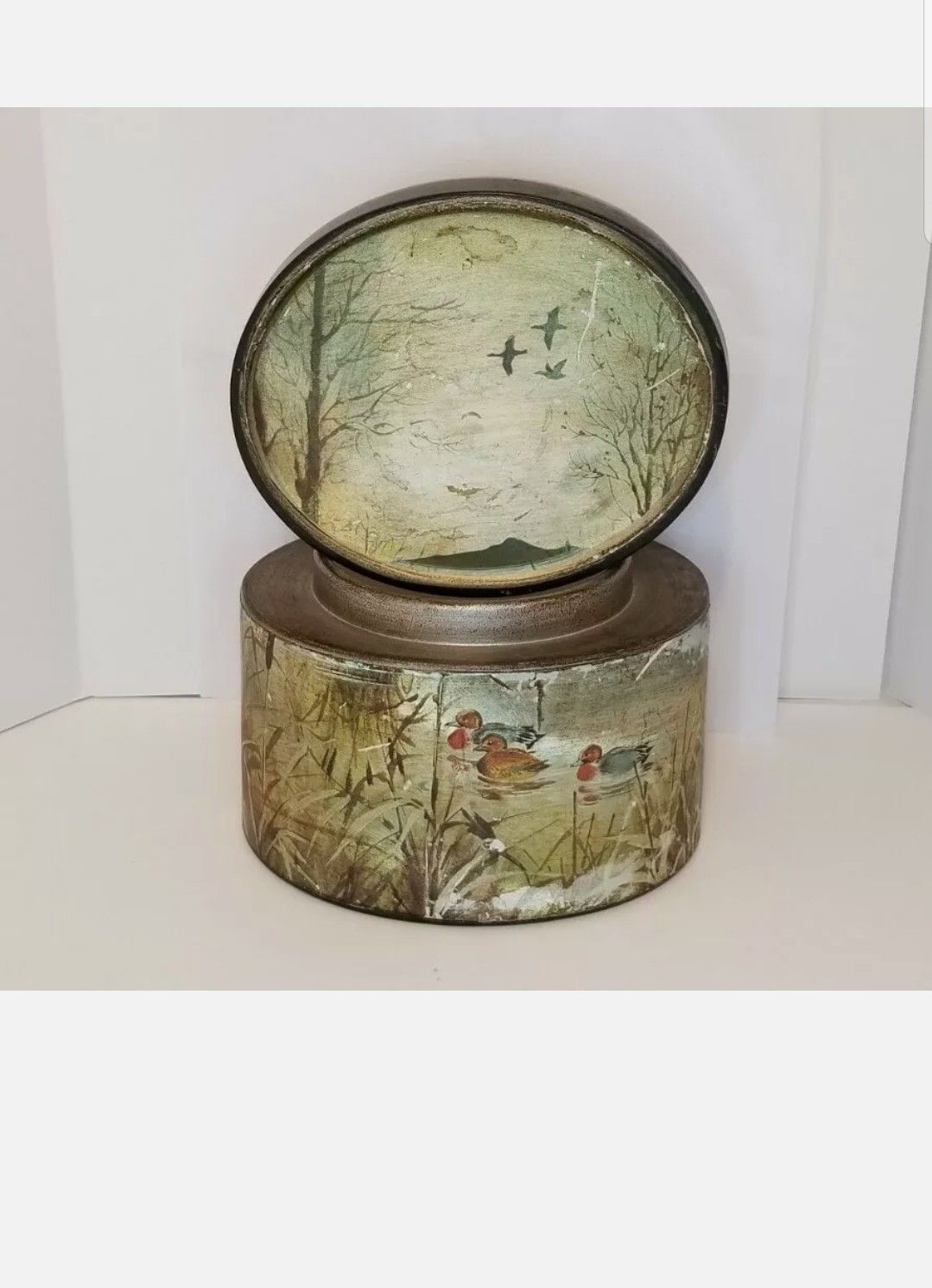 Vintage Porcelain Tobacco Humidor Men's Gift Dad Husband Office Outdoors Mallard CHRISTMAS PRESENTS HOLIDAY GIFTS