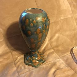 Vintage 1979 Studio/homemade Pottery Vase Peacock
