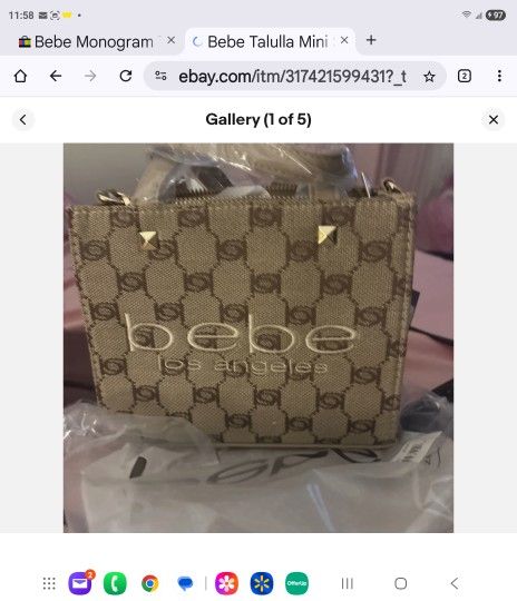 BEBE LOS ANGELES SMALL MONOGRAM SATCHEL