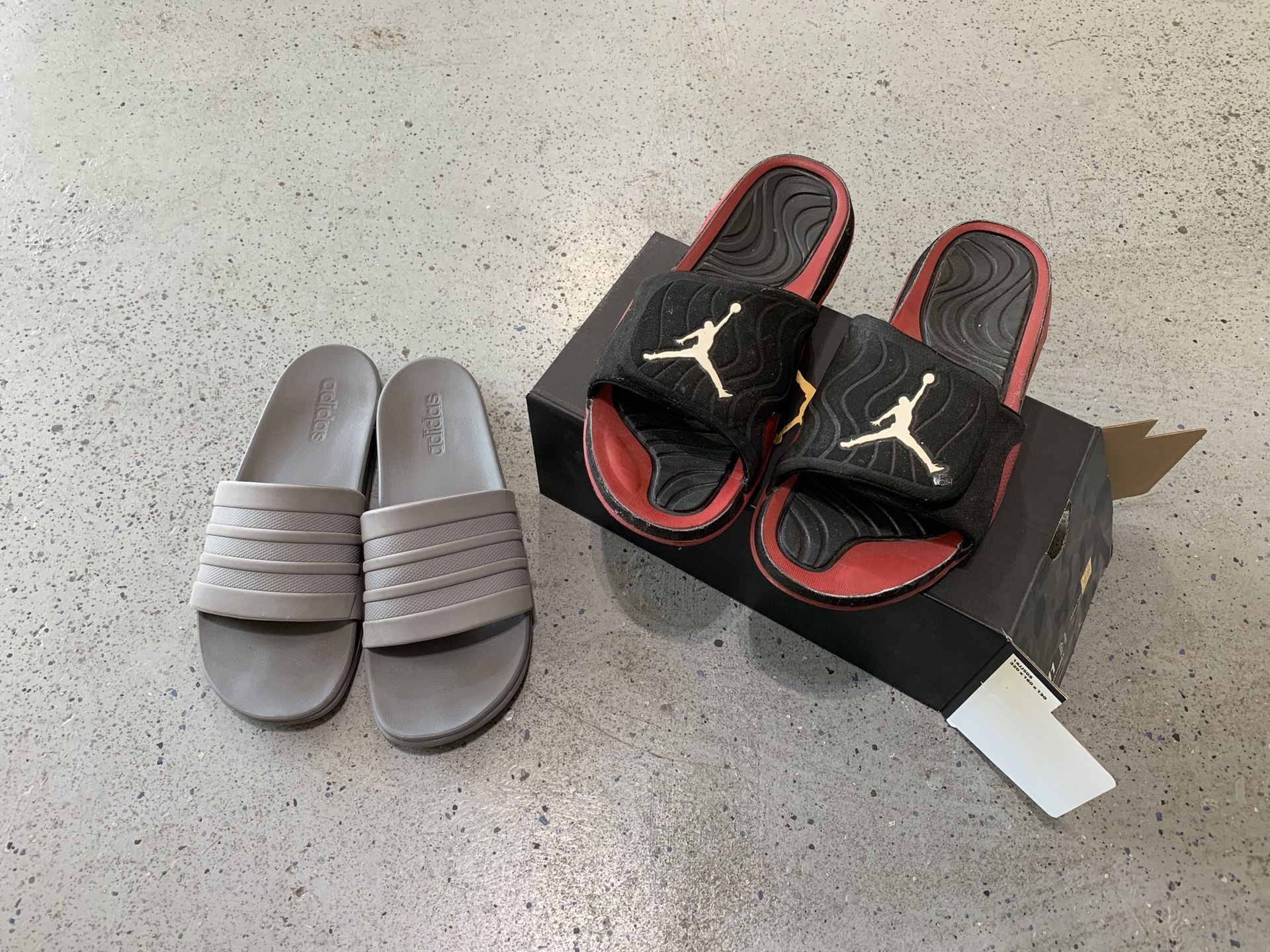 Jordan and Adidas slides Size 11