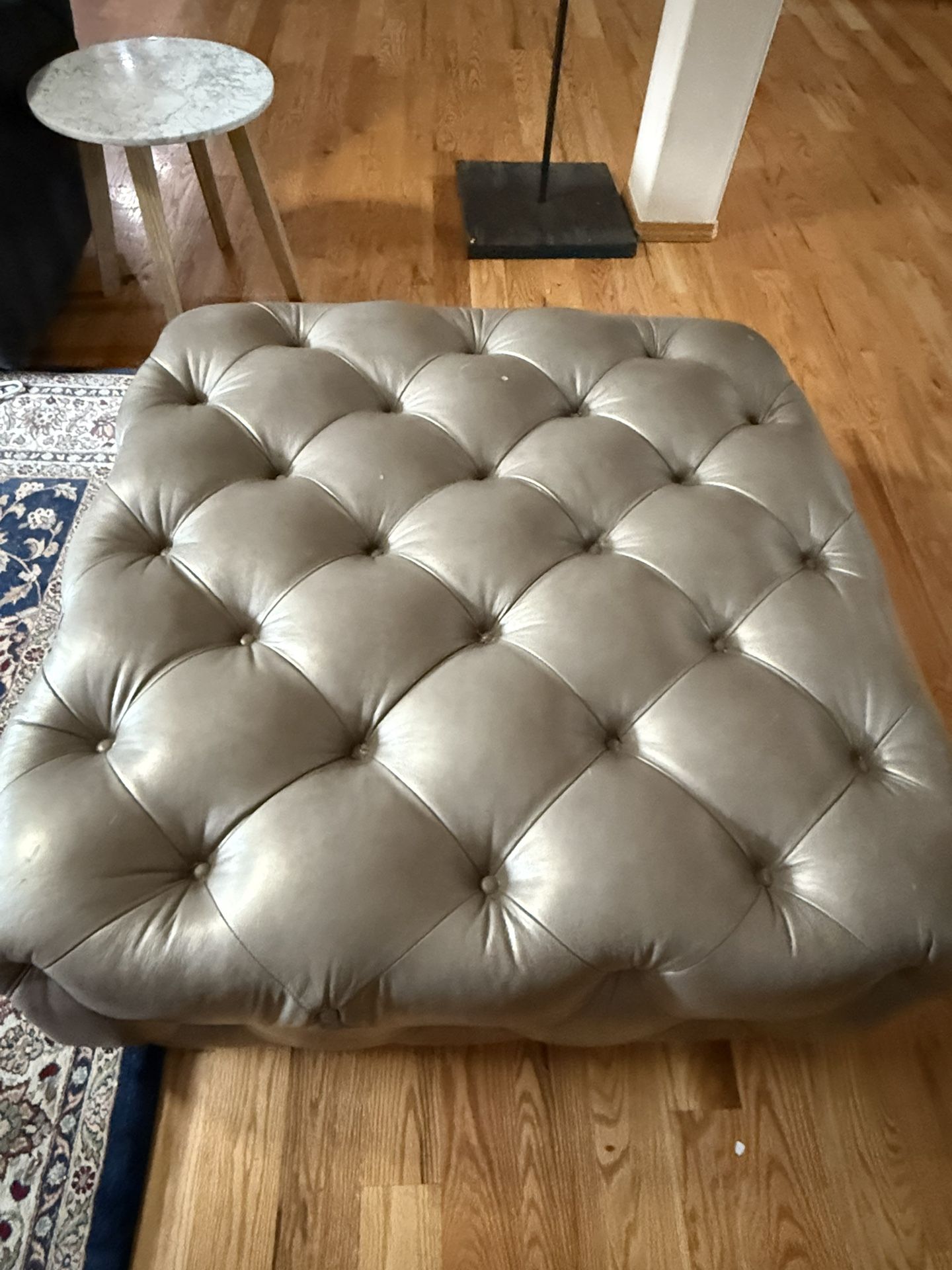 Tufted Leather Ottoman