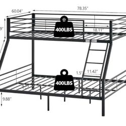 Black Metal Full Over Twin Bunk Bed