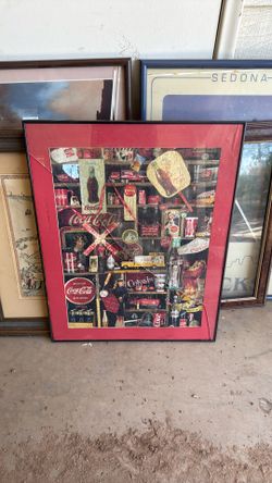 Vintage 1986 Coca Cola Framed Puzzle Glass Broke