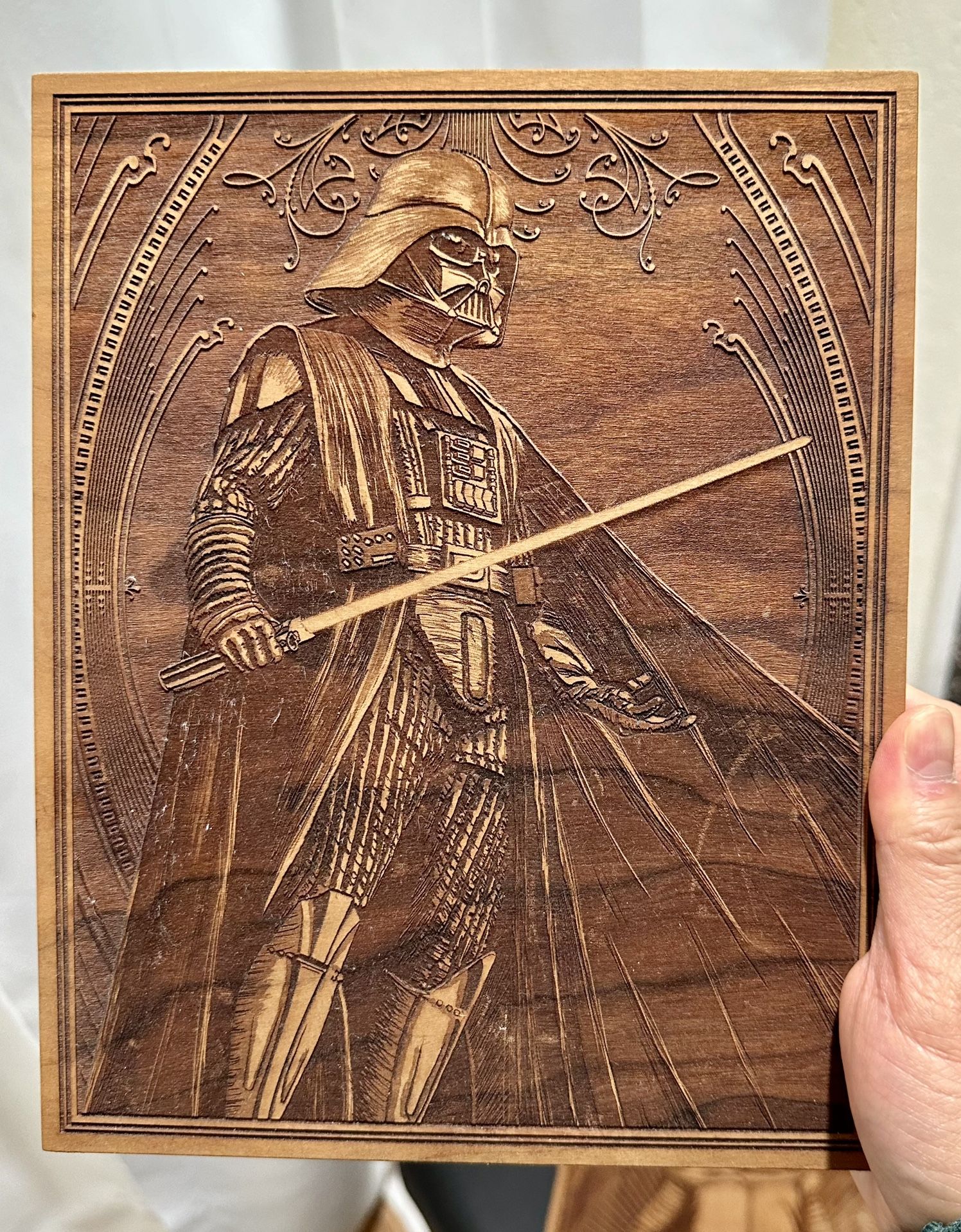 Star Wars Darth Vader By Space Wolf - Solid Wood Engraving Collectible