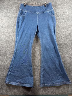 Women's Petite XL Blue Flare Jeans Elastic Waist