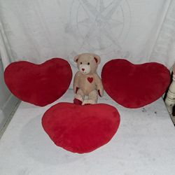 3 Valentines Pillows And 1 Plush All For 1 Price