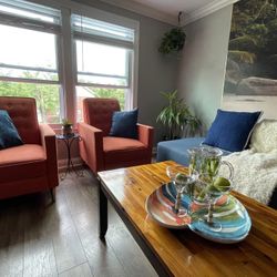 Wooden Coffee Table With Two Side Tables 