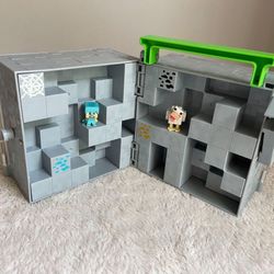 Minecraft Mini Figure Collector Travel Case Stone Cube Playset Storage Display