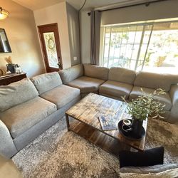 3 Piece Grey Sectional, Good Condition