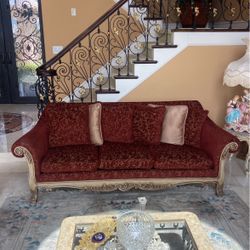 Italian Mediterranean Red Couch