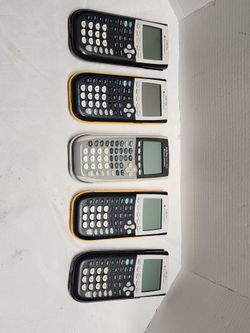 Lot of 5 TI-84 Plus graphing calculators, Tested, working, with slipcovers