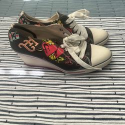 Ed Hardy Wedge Sneakers Sz 7