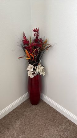 Beautiful bamboo vase with artificial flowers