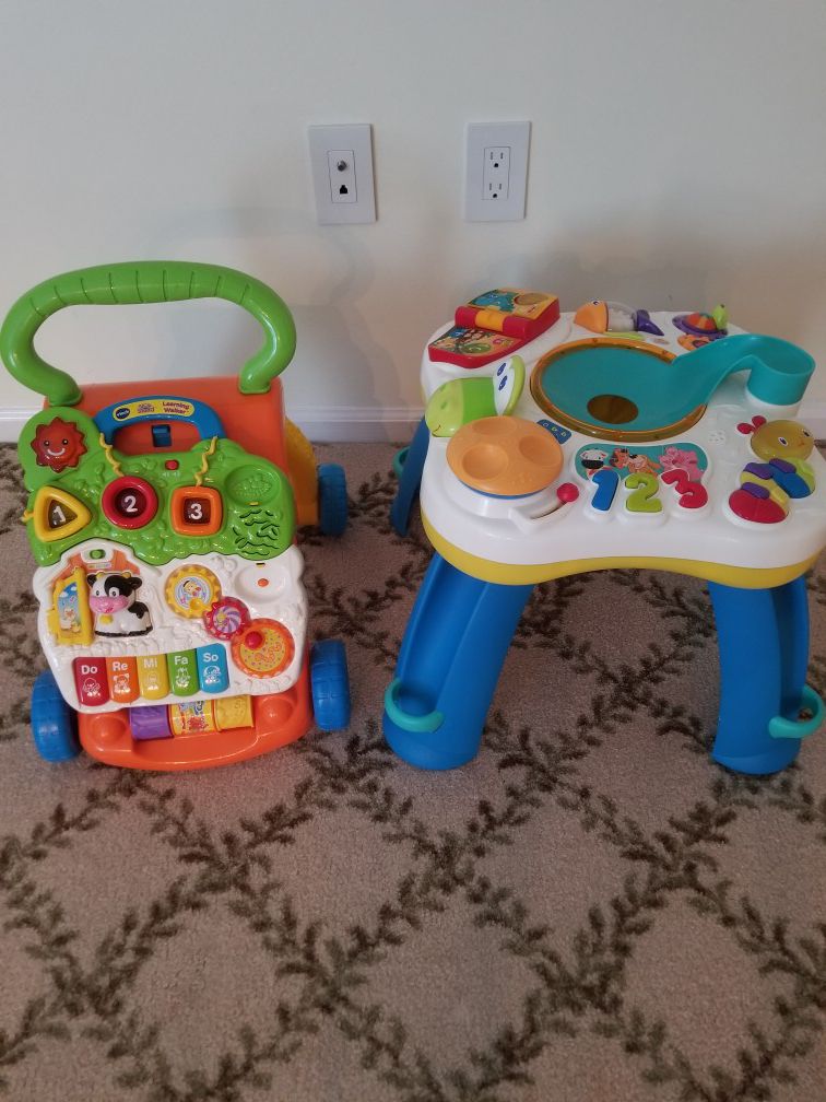 vtech stroll and discover activity walker+music and activity table