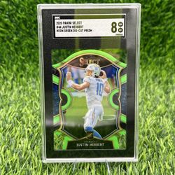 2020 Select - Concourse Justin Herbert #44 Green Prizm Die-Cut (RC) SGC 8