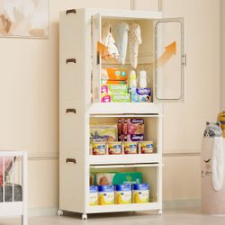 22" Wide Portable Polypropylene (ABS) Storage Cabinet w/ Caster Wheels  / Magnetic Doors [NEW] **Assembly Req