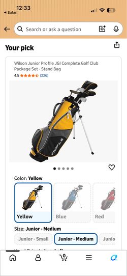 Kids golf clubs Wilson Junior golf clubs Profile JGI medium size 8-11 years