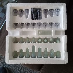 Glass Chess Set And Glass Board For Sale 