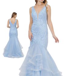 New With Tags Baby Blue Mermaid Formal Dress & Prom Dress $139