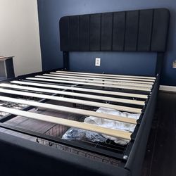 Black Velvet Storage Queen Bedframe
