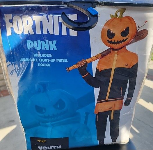 Spirit Fortnite Epic Games Punk Halloween Costume, Lighted Mask, Youth XL