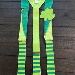 St. Patrick's Suspenders Collar with Green Clover Stripes One Size Fits All
