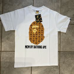 MCM Bape Men's White T-Shirt Size L&M