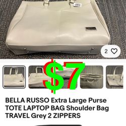 Extra Large Purse TOTE LAPTOP BAG Shoulder Bag TRAVEL Grey 2 ZIPPERS