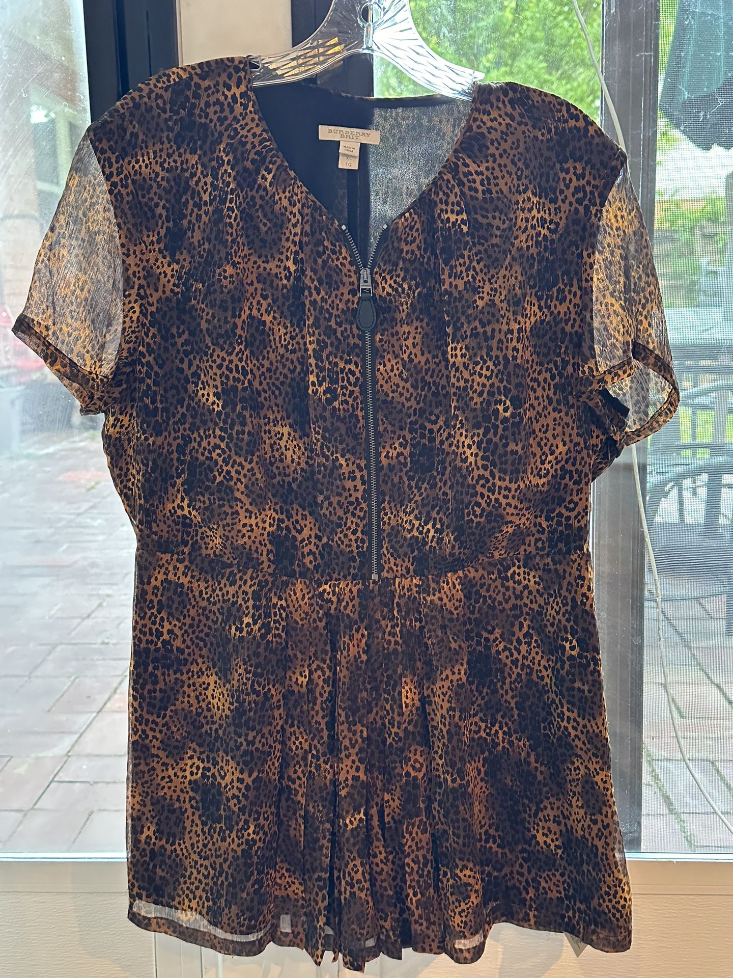 Burberry Brit Silk Animal Print Top - XL