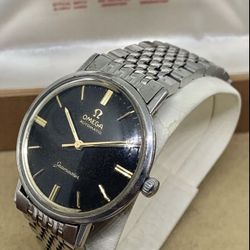 Vintage Omega Seamaster Auto Black Dial Beads Of Rice Profsionly Serviced + Box