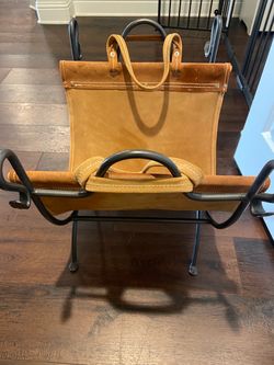 Vintage leather log carrier