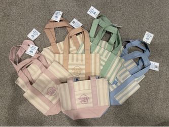 EXCLUSIVE TRADER JOES STRIPED MINI CANVAS TOTE BAGS
