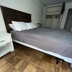 Complete White And Wooden Bedroom Set