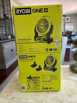 Two 18v cordless hybrid whisper fans series 7 + Two 2ah batteries + charger