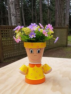 Miss Spring clay pot custom made on order
