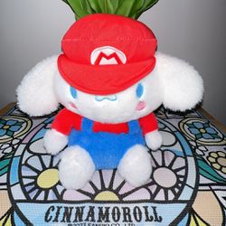 Cinnamoroll Plush Dressed Like Mario 
