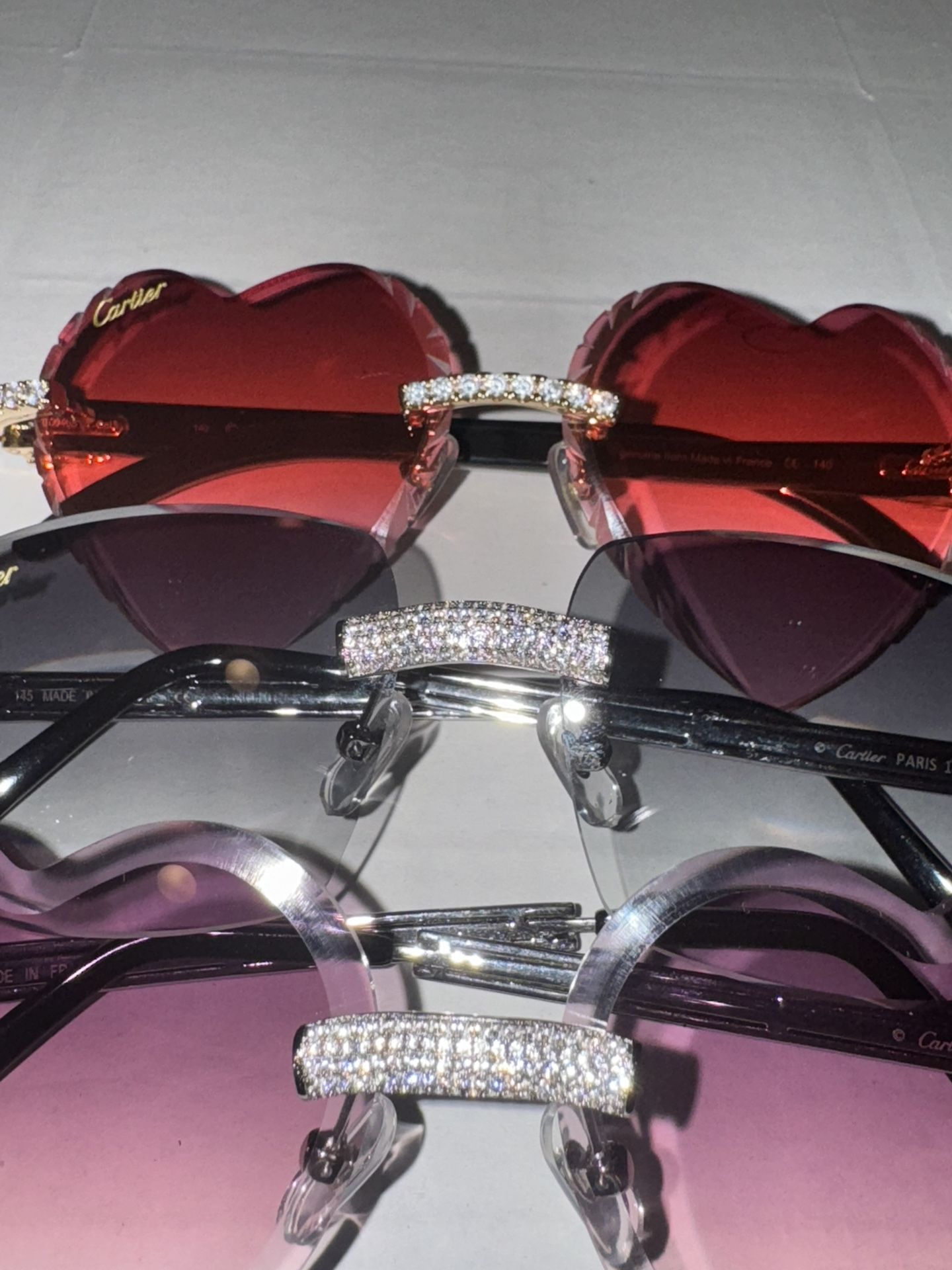 White Buffs Diamond Cartier Glasses