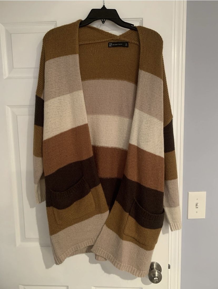 New York & Company Women’s XL Brown Color Block Cardigan Duster