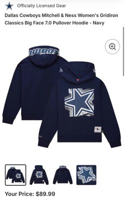 Dallas Cowboys Mitchell & Ness Women's Classics Pullover Sweatshirt/Jacket - Navy Blue M