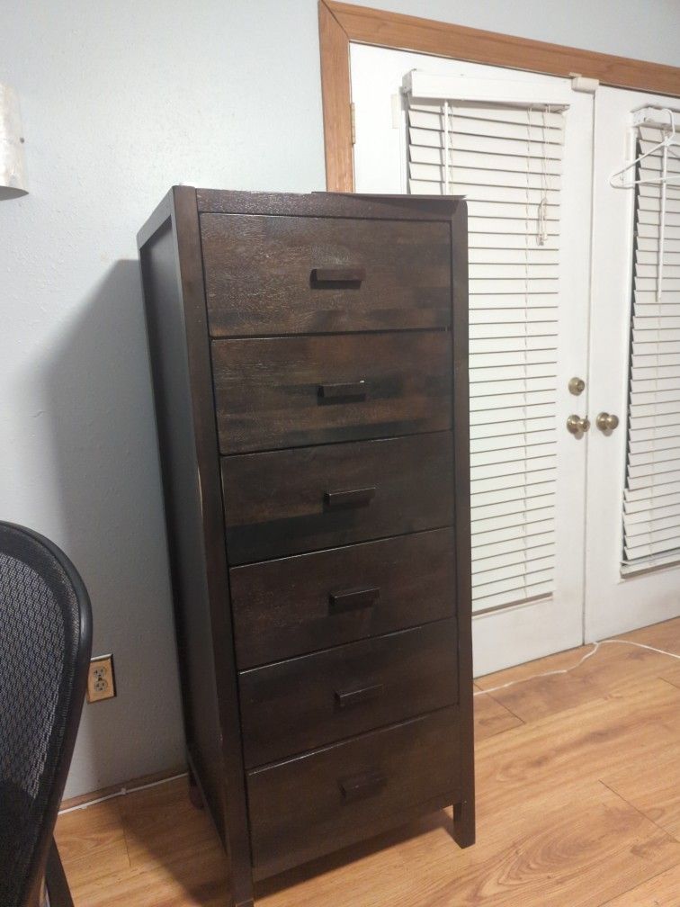 World Market 6 Drawer Mahogany Wood Dresser