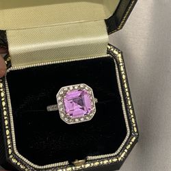 14K GOLD PINK SAPPHIRE DIAMOND RING