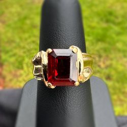 Jewelry 14k solid yellow gold red ruby 3.00CT ring size 7.25