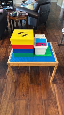 Bulk Lego bricks with organizer and table