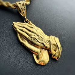 Jewelry 10k Solid Yellow Gold Religious Praying Hands Pendant charm