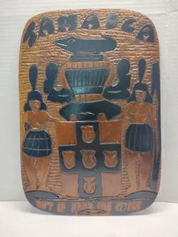 Hand-Carved Jamaican Folk Art Wood Wall Plaque